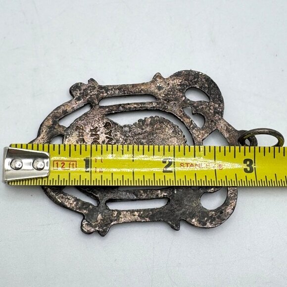 Greek Orthodox Religious Pendant Virgin Mary & Child Jesus Silver-Tone Metal Gre - Picture 4 of 7